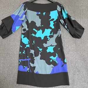 Diane Von Furstenberg Floral Garden Silk Boat Neck Mini Dress